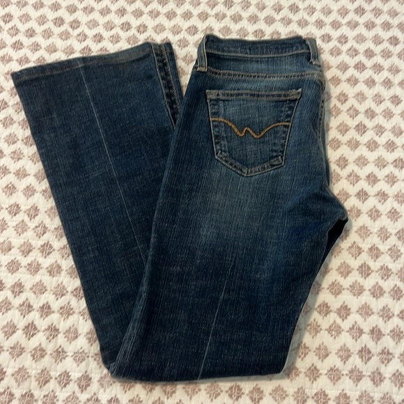 AG Adriano Goldschmied Angel Bootcut Stretch Distressed Jeans Dark Blue Size 27 - Picture 6 of 14